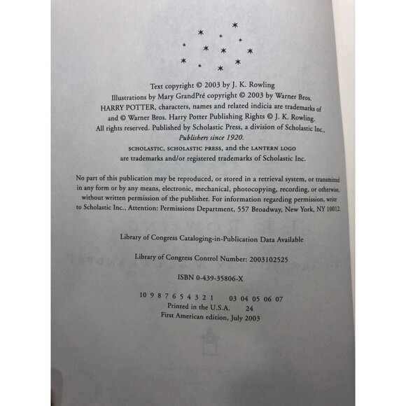 Harry Potter and the Order of the Phoenix, True First Edition, July 2003 - Picture 2 of 8